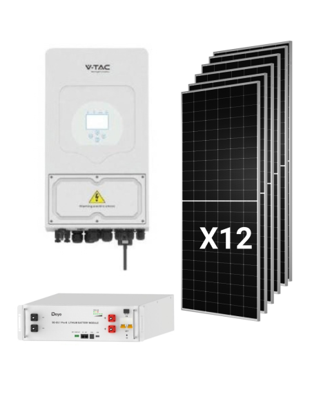 Kit Solar Híbrido Deye 6kw único fase com 12 Paineis Tongwei 630W e bateria 5,12kWh