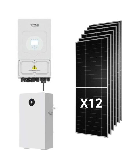 Kit Solar Híbrido Deye 6kW Monofásico con 12 Paneles Tongwei 630W y Batería Deye 16kWh