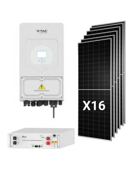 Kit solare ibrido Deye 8KW monofase con 16 pannelli Tongwei 630W e batteria da 5,12 kWh