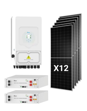 Kit solare ibrido Deye 6kw Monofase Con 12 pannelli Tongwei 630W e 2 batterie 5,12kWh