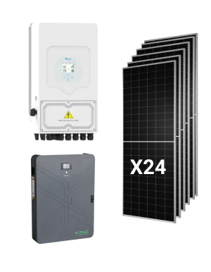 Hybrid Solar Kit Deye 12kw Single-phase With 24 panels Tongwei 630W and Battery V-TAC 14,33KWh